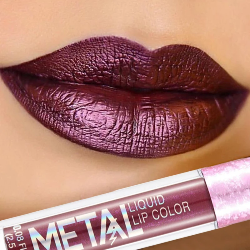 Beauty Kiss Makeup - 12 kolorów matowy metaliczny błyszczyk do