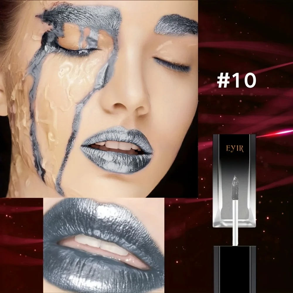 Beauty Kiss Makeup - Metaliczna srebrna pomadka w płynie 2
