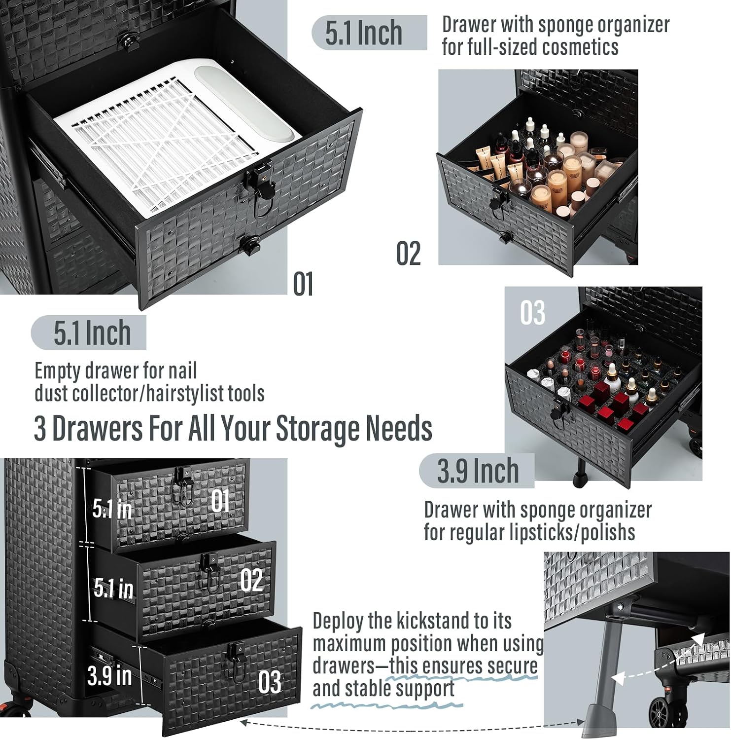Wózek salonowy na kółkach z 3  – Makeup Organizer recenzja i cena